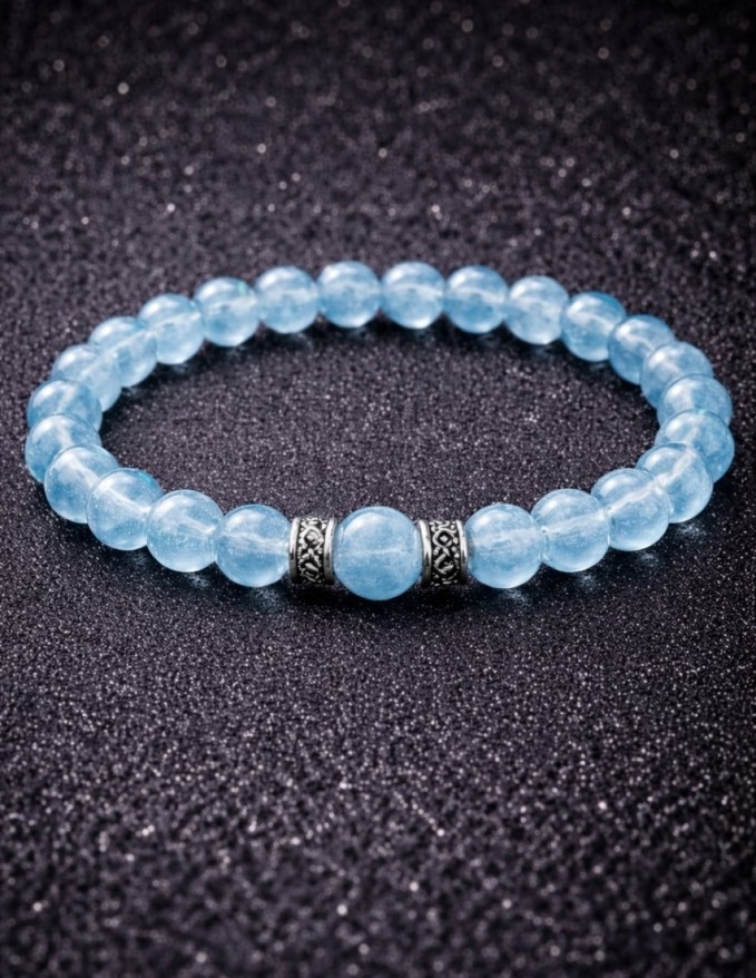 AquaMarine Doğal Taş 6 mm Bileklik