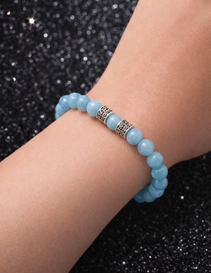 AquaMarine Doğal Taş 6 mm Bileklik