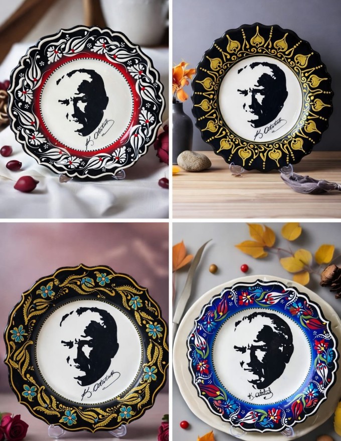 Atatürk Portreli Dekoratif Tabaklar