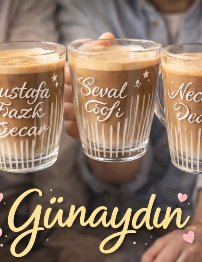Kişiye Özel Kaligrafi Desenli Kahve Kupası