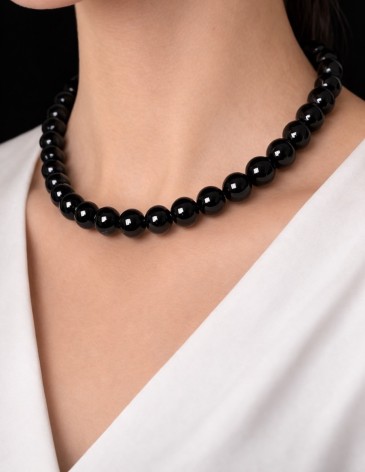 Obsidyen Doğal Taş Kolye 8mm